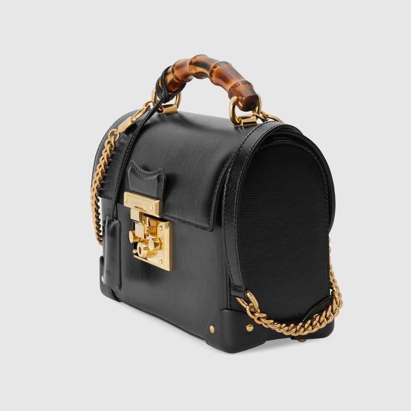 Gucci Padlock Leather Small Bamboo Shoulder Bag ?603221 Black